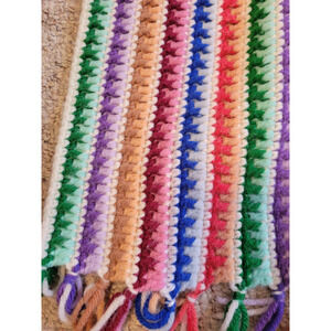Handmade Crochet Grannycore Afghan Multicolor Striped Heavy blanket 41"x72"